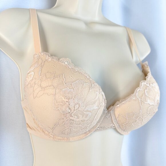 VS Bombshell Inspired Adds 2 Cups Ultimate Pushup Bra 34C Nude Lace - Picture 4 of 5